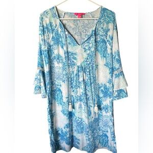 Lilly Pulitzer Blue and White Bell Sleeve Tunic